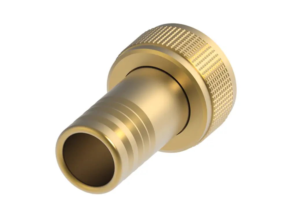 TECE-Schnelladapter aus Si-Bronze mit einem Anschlussdesign. Das Produkt weist eine zylindrische Form mit strukturierter Oberfläche zur besseren Handhabung auf.